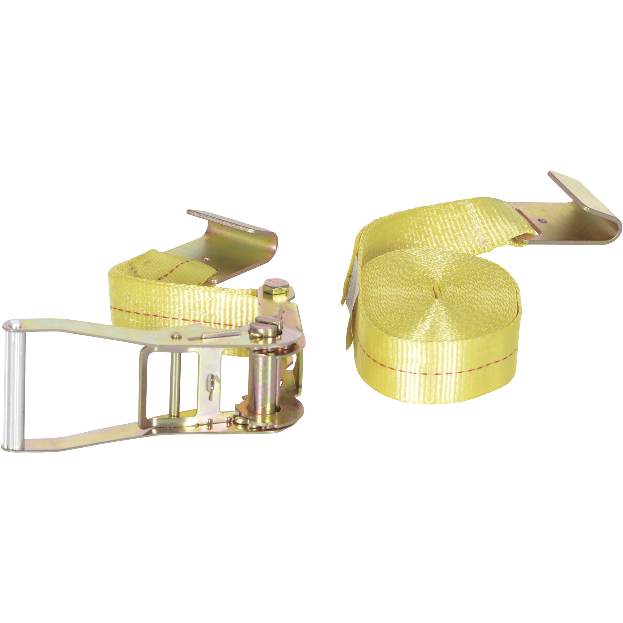 Vestil Cargo Strapping - 27ft. Working Length, 3325-Lb. Working Load, Ratchet Tightening, Flat Hook Fastener, Model# STRAP-27-FH